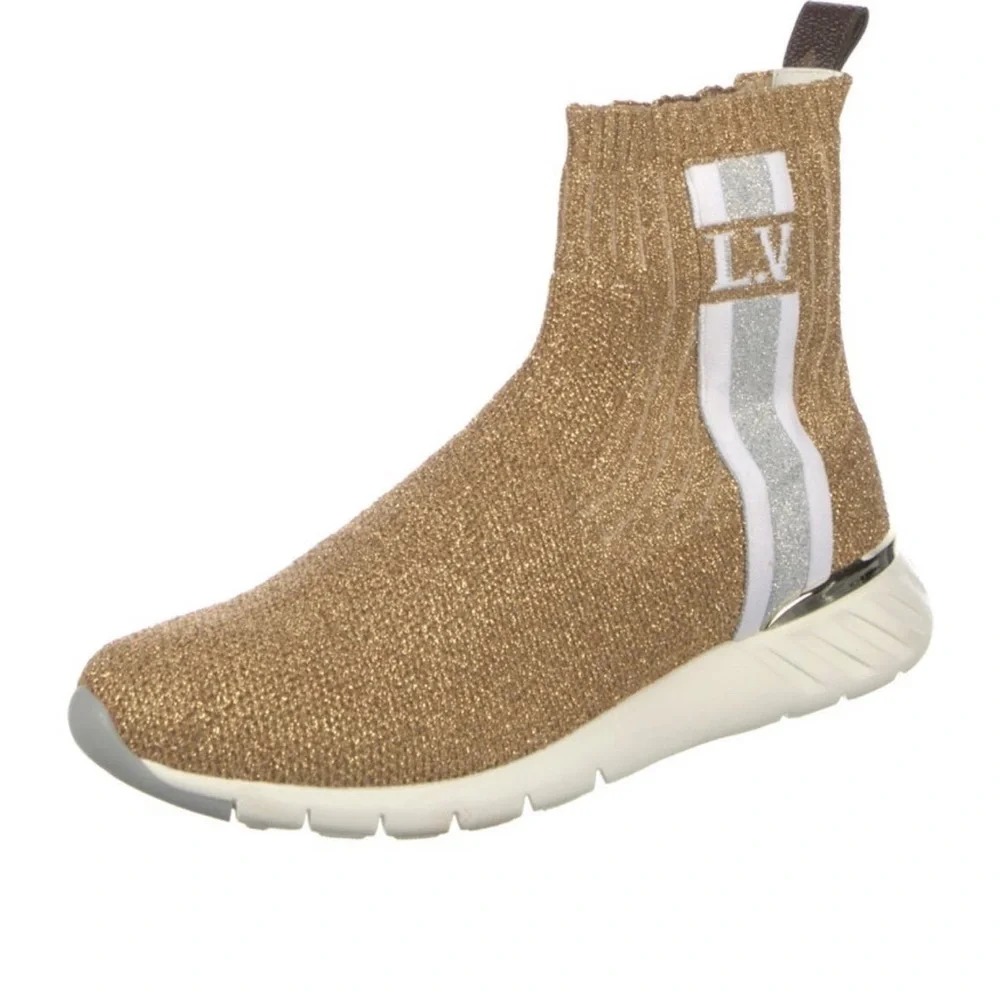 Louis Vuitton Gold High-Top Aftergame Sock Sneakers